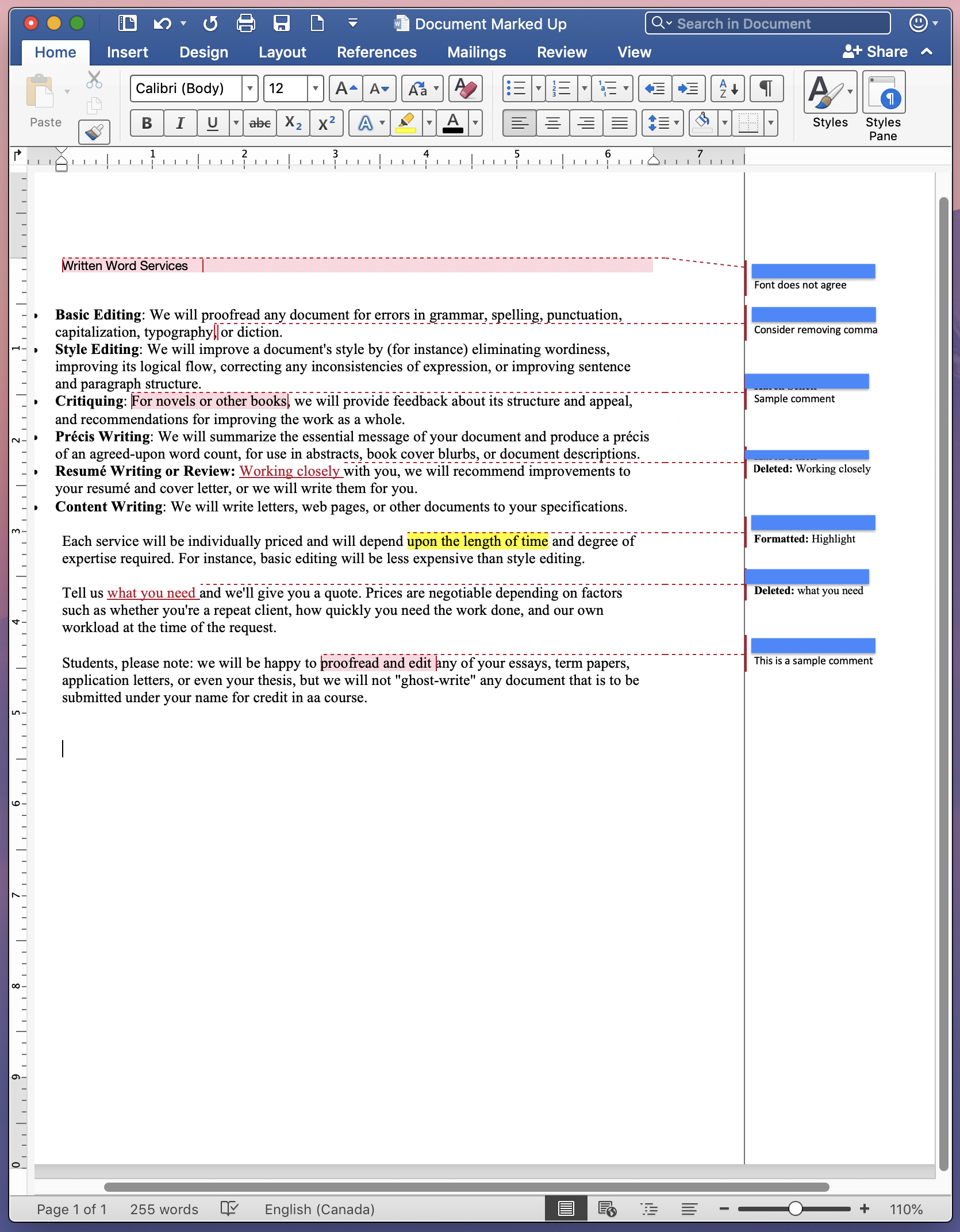 Sample Document Edited on Computer